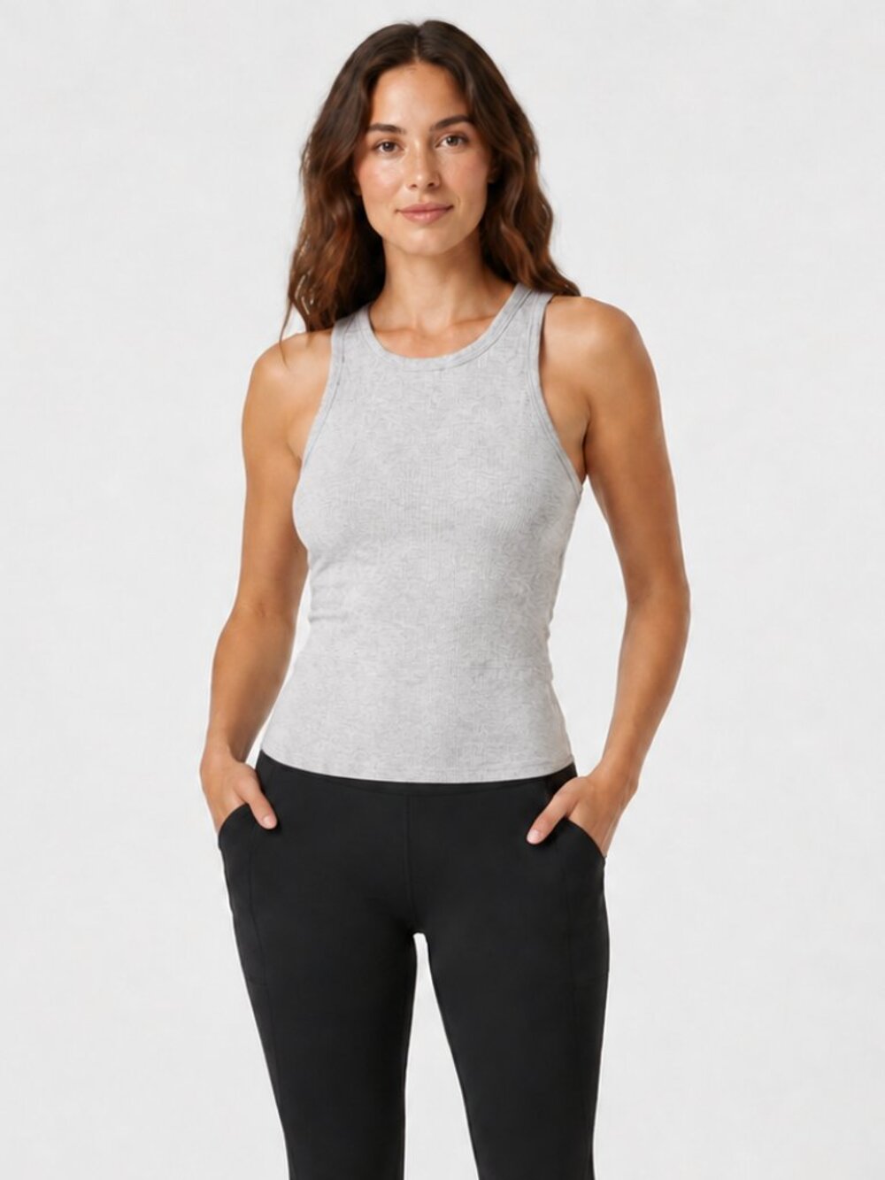 Fabletics Modal Rib Built-In Bra Tank Gray M